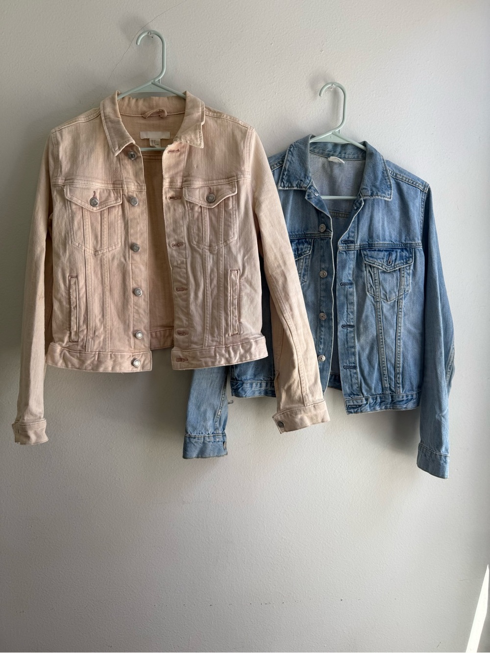 H&M Denim Jacket Bundle | Light Wash Blue + Blush Pink | Size 8 (EUR 38)